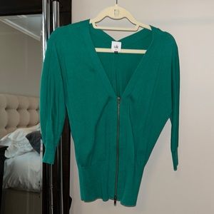 Cabi size XS emerald green zipper close cardigan. Great condition